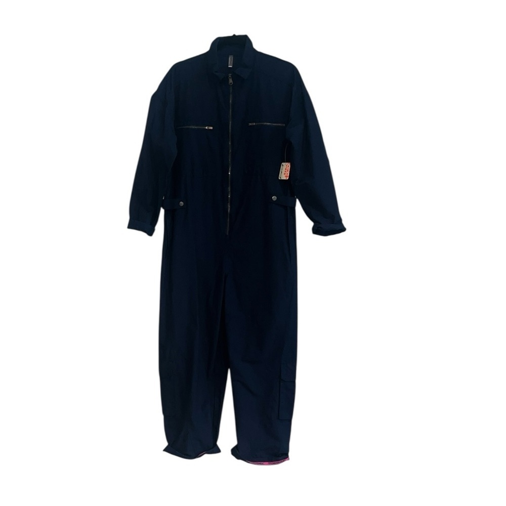 Free People FP Movement Mesmerize Me Coveralls Utility Jumpsuit Navy Small NWT - Picture 5 of 12